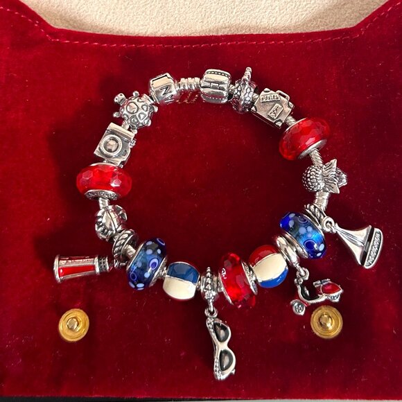 Authentic Pandora Charm Bracelet | Murano Glass & Sterling Charms - Picture 4 of 12